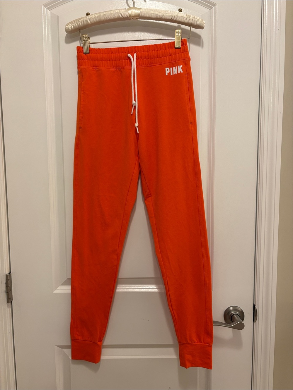 PINK Victoria's Secret Bright Orange Elastic Waist Joggers